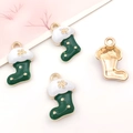 Kerstkous hanger van groen en goud geëmailleerd metaal met S925 stempelmerk - Groene Emaille Kerstkous (12512)