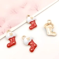 Set van vier rode emaille kerstsok hangers voor het maken van DIY kerstsieraden - Rode Emaille Kerstkous (12513)