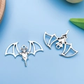 Silver bat charms for DIY jewelry making featuring vintage metal bat pendant design - Ancient Silver Tone Style (10856)