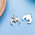 Silver bat charms set in polished metal finish for DIY jewelry and necklaces - Ancient Silver Tone Style (B297)
