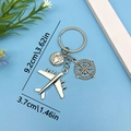 Silberner Reise Schlüsselanhänger mit Flugzeug Globus Kompass Charms Länge 9,2cm - Globales Flugzeug Kompass Globus (ER673)