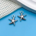Antique silver starfish pendants with textured detail for DIY jewelry making and crafts - Antique Silver Ocean Starfish