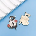 Gotischer Totenkopf und Schlangen-Emaille-Anhänger mit Rose und Stern-Mond-Details - Halloween Totenkopf Schlange Stil (18170)