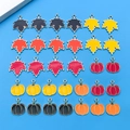 Enamel maple leaf and pumpkin pendant set for DIY jewelry making in autumn colors - Thanksgiving Pumpkin Maple Leaf (HK757)