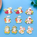 Set of 10 colorful Easter bunny charms featuring strawberry and tulip designs for jewelry - Cute Rabbit Set-5 Styles 2 Each (SN660)
