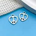 Silver alloy hollow heart peace sign charms for DIY earrings and bracelet jewelry making - Antique Silver Heart Peace Symbol