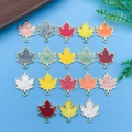 Colorful maple leaf enamel charms for DIY jewelry making with gold plated edges - Enamel Maple Leaf Set (SN277)