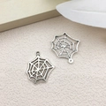 Paire de breloques en alliage toile d'araignée argent antique pour bijoux DIY créatifs - Toile d'Araignée Hexagonale en Argent Antique (10889)