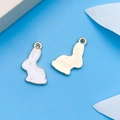 Cute bunny pendants for DIY jewelry making in white enamel and golden metal finish - White Bunny (9945) / 10x17mm