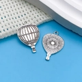 Hot air balloon alloy charm in antique silver finish for DIY jewelry and accessories - Antique Silver Hot Air Balloon