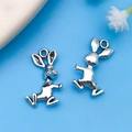 Antique silver rabbit charms in running pose for DIY necklaces and bracelet making - Running Rabbit Pendant (3113) / 13x20mm