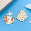 DIY Easter rabbit charm with carrot and blue bow in enamel finish with golden back - Carrot Bunny (18545) / 25x30mm