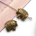 Antique bronze elephant spacer bead for DIY jewelry making with ethnic floral engraving - Elephant Small Hole Bead (10135) / 1 Piece/Pack (9x11mm) / Antique Bronze