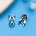 Antique silver Easter bunny metal charms for DIY bracelets and jewelry making - Alice Rabbit Head Type A (5887) / 8x14mm