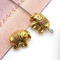Golden elephant alloy spacer bead for DIY bracelet making with detailed engravings - Elephant Small Hole Bead (10136) / 1 Piece/Pack (9x11mm) / Antique Gold