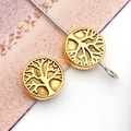 Golden Tree of Life spacer beads for DIY jewelry making with intricate hollow design - Round Tree of Life Bead (10139) / 1 Piece (9x9mm) / Antique Gold