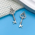 Antique silver heart-shaped vintage key charms for DIY jewelry making and bracelets - Antique Silver Key