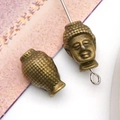 Antique bronze Buddha head alloy spacer beads for DIY jewelry making and bracelets - Buddha Head Spacer Bead (10153) / 1 Piece (8x13mm) / Antique Bronze