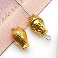 Polished gold alloy Buddha head spacer bead for DIY jewelry making and bracelets - Buddha Head Spacer Bead (10154) / 1 Piece (8x13mm) / Antique Gold