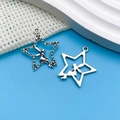 Vintage silver alloy star pendants with fairy silhouettes for DIY jewelry making - Antique Silver Hollow Angel Star