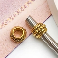 Antique gold alloy spacer bead with relief pattern for DIY jewelry and bracelet making - Large Hole Spacer Bead (10145) / 1 Piece (8x8mm) / Antique Gold