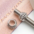 Silver alloy spacer beads for DIY bracelets with retro woven texture and grain finish - Large Hole Spacer Bead (10146) / 1 Piece (8x8mm) / Antique Silver