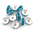 Blaue Strass-Zwischenperlen mit 8mm versilberter Legierung für DIY-Schmuckherstellung - 8mm (14643) / Seeblau