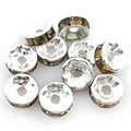 8mm versilberte Rondelle-Abstandshalter mit dunkelbraunen Kristallen für DIY-Schmuck - 8mm (14644) / Champagner