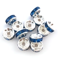DIY 8mm Rondelle-Abstandshalter mit blauen Strasssteinen und silberner Legierung - 8mm (14645) / Dunkelblau
