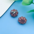 Brown pumpkin pendant charm with silver insect detail for DIY autumn jewelry making - Brown Enamel 3D Pumpkin