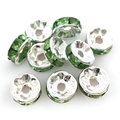 8mm grüne Kristall-Abstandshalter mit Silberbasis für DIY-Schmuck und Bastelarbeiten - 8mm (14646) / Grün