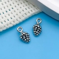 Vintage silver alloy grape charms with hanging rings for DIY jewelry and earring making - Antique Silver Small Pine Cone