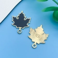 Golden maple leaf pendant with black enamel finish for DIY jewelry making and craft - Black Enamel Maple Leaf