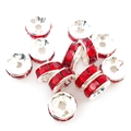 Rote 8mm Strass-Zwischenperlen mit versilberter Basis für die DIY-Schmuckherstellung - 8mm (14649) / Rot