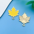 Golden maple leaf pendant charm with yellow enamel finish for DIY jewelry making - Yellow Enamel Maple Leaf