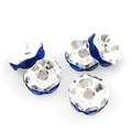8mm versilberte Zwischenperle mit dunkelblauen Strasssteinen für DIY Schmuckdesign - 8mm (14650) / Königsblau