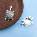 Antique silver sea turtle alloy pendant charms for DIY jewelry making and crafts - Antique Silver Sea Turtle (18x34mm-5889)