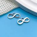 Silver infinity charm pendant set with black zircon stones for DIY jewelry making - Antique Silver Dotted Infinity Symbol