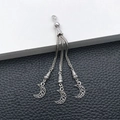 Ethnic style silver crescent moon triple tassel pendant with intricate hollow carvings - Ancient Silver Ethnic Tassel Pendant 96x31mm (18844)