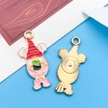 Pink Easter gnome pendant with bunny ears and striped hat in gold-plated alloy - Red Hat Gnome Charm (18605)