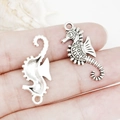 Antique silver seahorse pendant charm for DIY bracelets in vintage metal finish - Antique Silver Seahorse (12x29mm-7796)