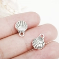 Antique silver shell charm pendant in alloy for DIY jewelry bracelet making - Antique Silver Sea Shell (10x13mm-9042)