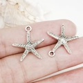 Antique silver starfish metal charm pendant with textured finish for DIY jewelry - Antique Silver Starfish (19x20mm-9044)