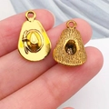 Golden cowboy hat charm pendant for DIY jewelry making with realistic front and back detail - Antique Gold Cowboy Hat (19250)