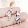 Antique silver sea horse alloy charms for DIY necklace and bracelet jewelry making - Antique Silver Seahorse (11x24mm-10363)
