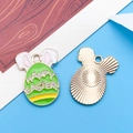 Green Easter egg pendant with bunny ears and white Happy Easter lettering - Happy Easter Text Egg (18599)