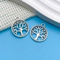 Pair of antique silver tree of life pendants for DIY jewelry making accessories - Antique Silver Hollow Tree of Life