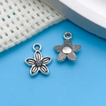 Antique silver five-petal flower alloy charm for DIY jewelry with double-sided texture - Antique Silver Small Flower