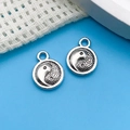 Pair of antique silver Tai Chi Yin Yang alloy pendants for DIY jewelry making - Antique Silver Yin Yang Tai Chi