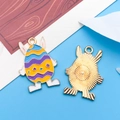 Easter cartoon bunny egg pendant in enamel finish with colorful wave patterns - Gnome-Shaped Charm (18603)